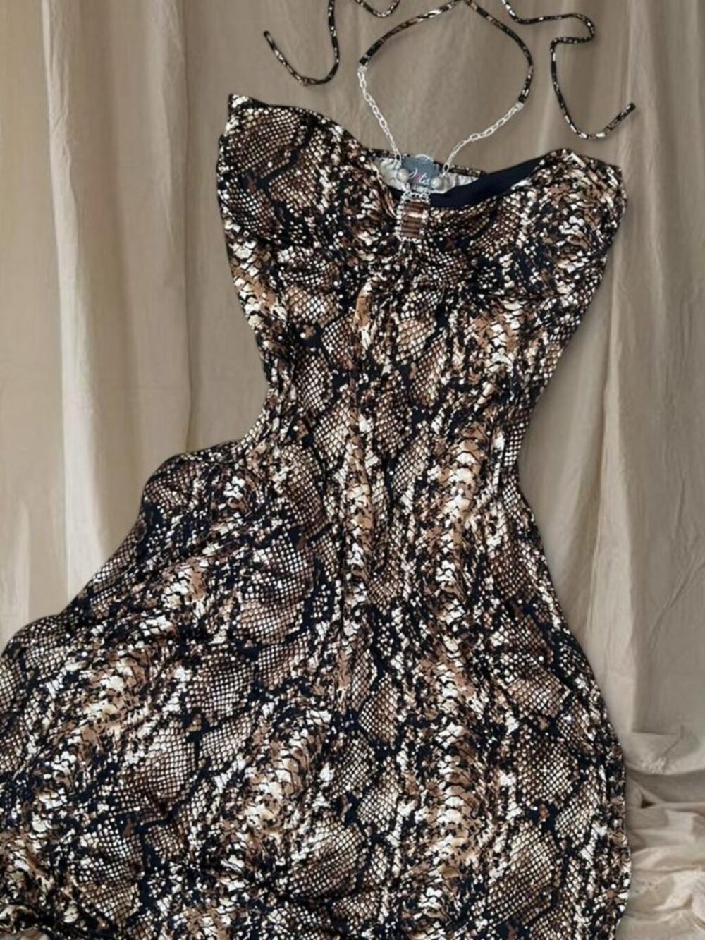 vintage y2k Dots snakeskin sparkly beaded hater maxi dress ✨🐍 2000s glam! slink